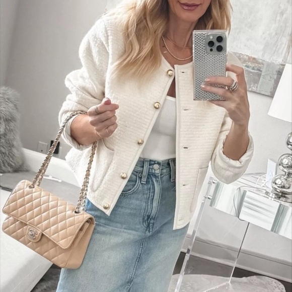 REFORMATION Dale Wool Ivory Jacket XL - Picture 3 of 7